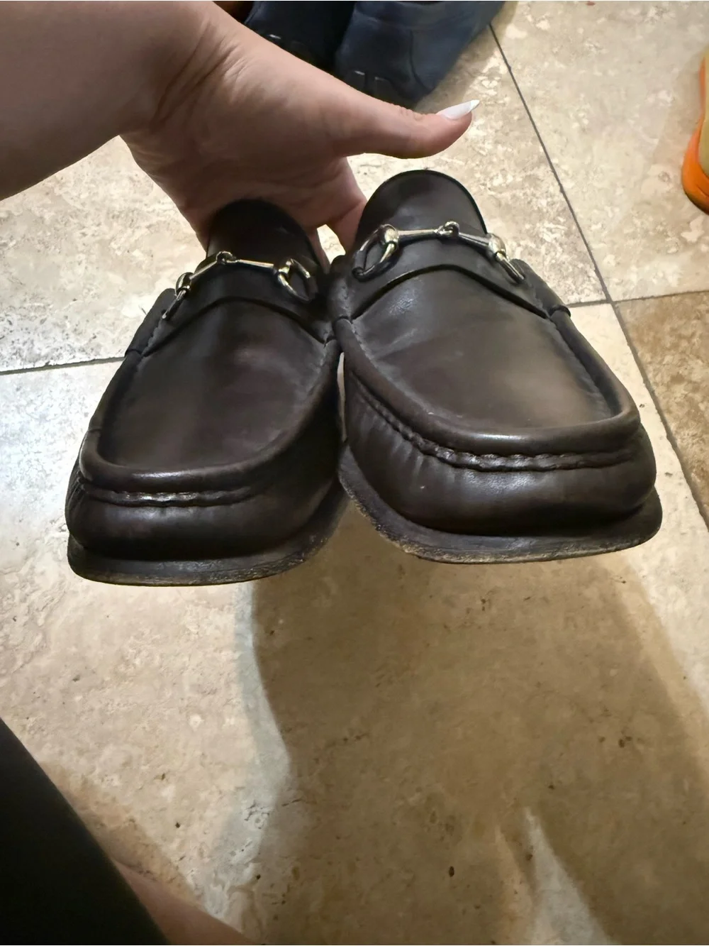 Gucci Dark Brown Leather Horsebit Slip-On Loafers